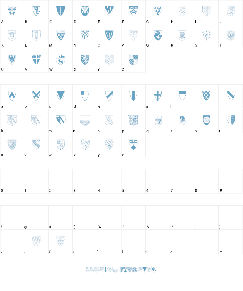 Heraldic Shields Font Character